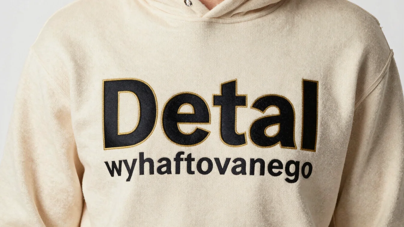 Detal wyhaftowanego logotypu na czapce, neutralne światło studyjn